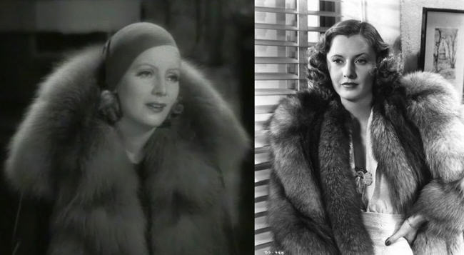 Greta Garbo, Barbara Stanwyck, fox fur