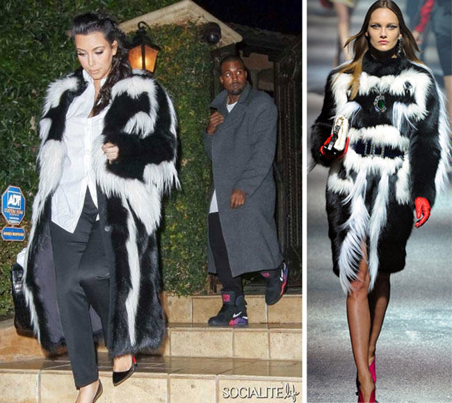 Kim Kardashian, skunk, Lanvin, skunk fur