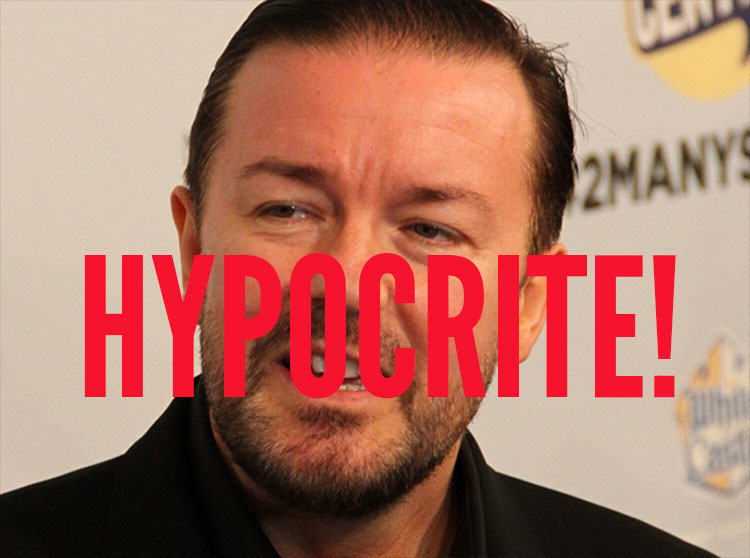 ricky gervais, fur, hypocrite, animal rights, animal welfare