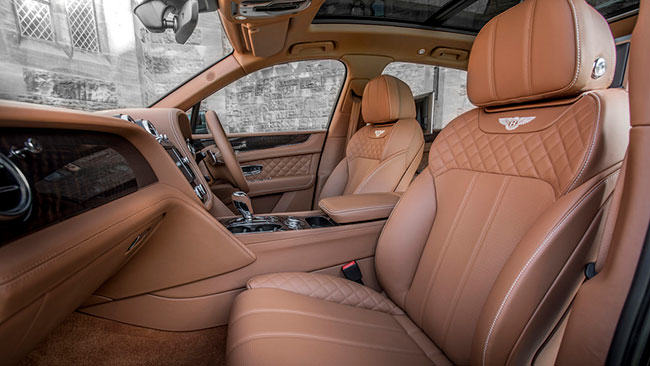 mushroom leather seats in a Bentley