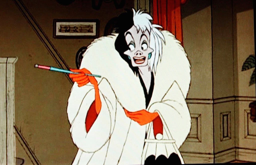 Cruella De Vil in cartoon fur