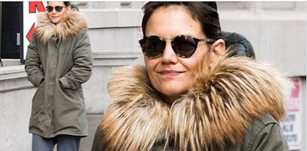 Katie Holmes in natural fur