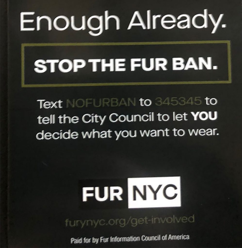 FUR NYC opposes fur ban