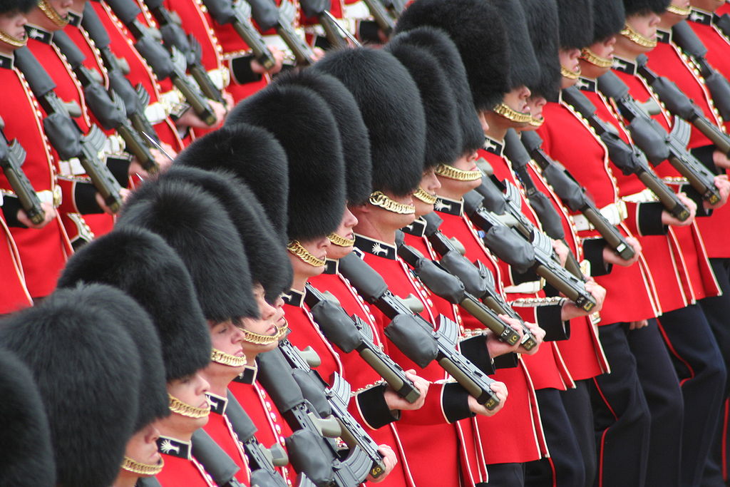 King's Guards on parade in bearskins